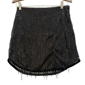 NWT Avec Les Filles Mesh Sequin Lined Mini Skirt Size XS